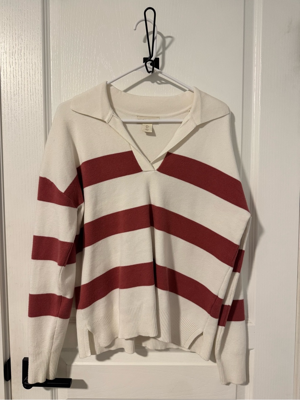 Cynthia Rowley Cream Sweater with Burgundy Stripes